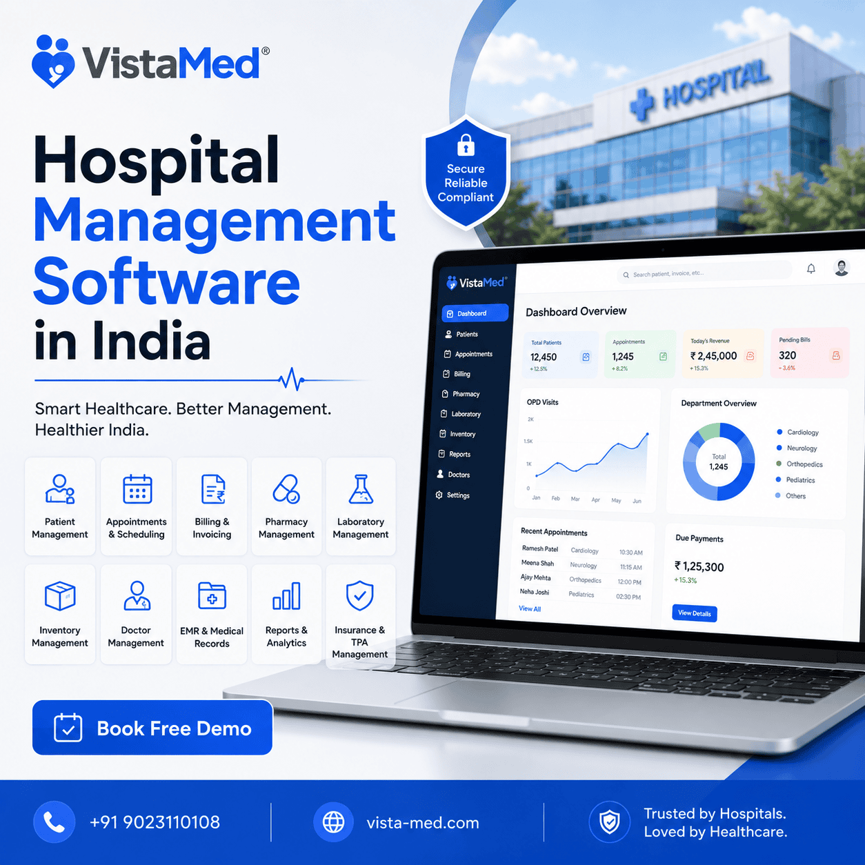 Best hospital management software in India — VistaMed centralized healthcare platform