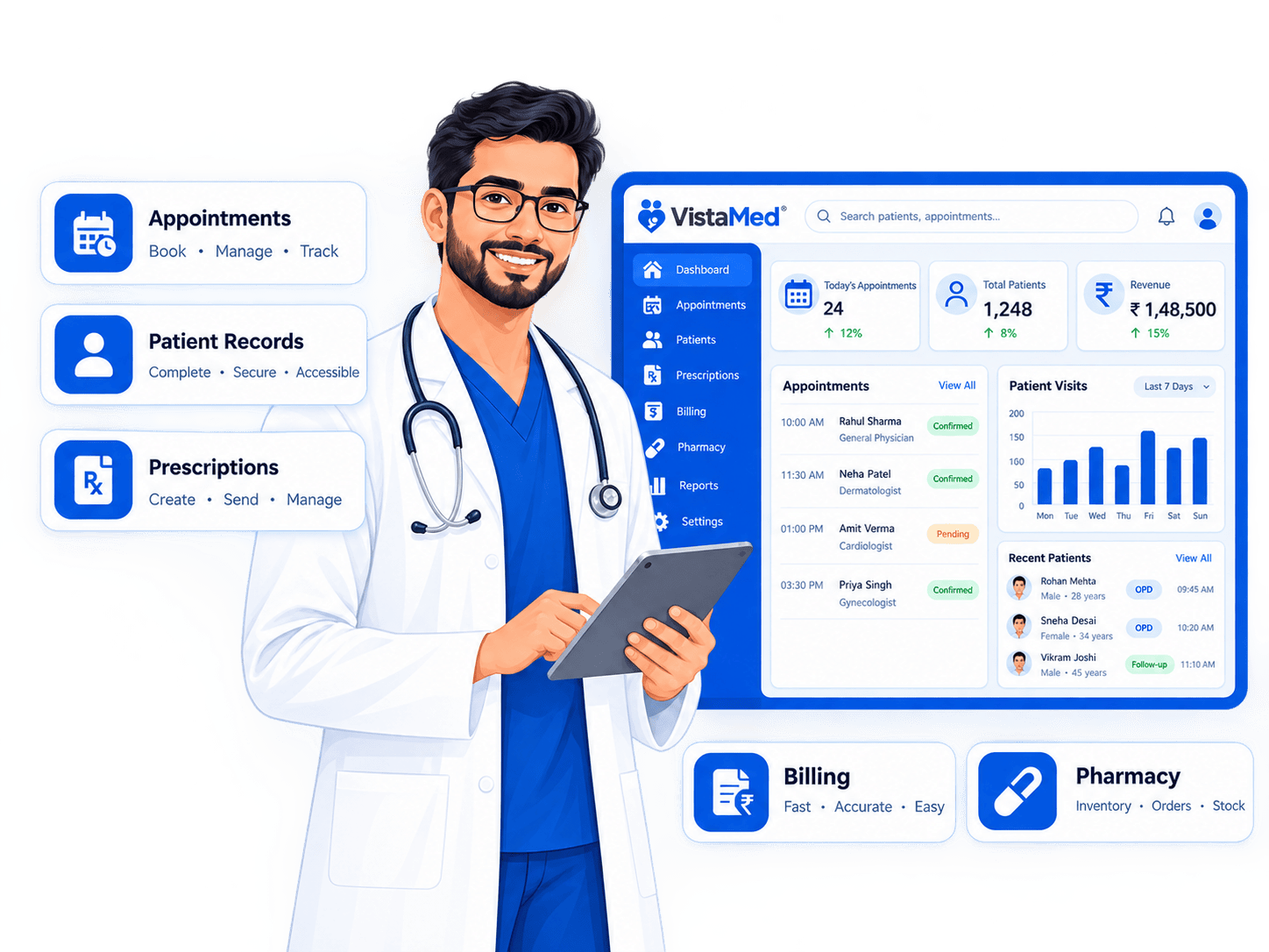 Best clinic management software in India — VistaMed clinic platform