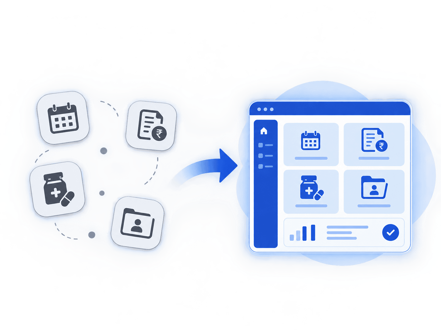 Doctor viewing clinic reports and analytics in VistaMed