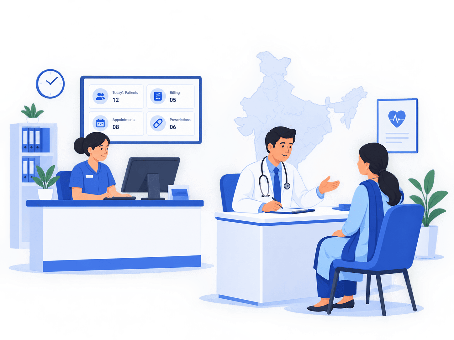 Doctor and patient appointment management in VistaMed clinic software